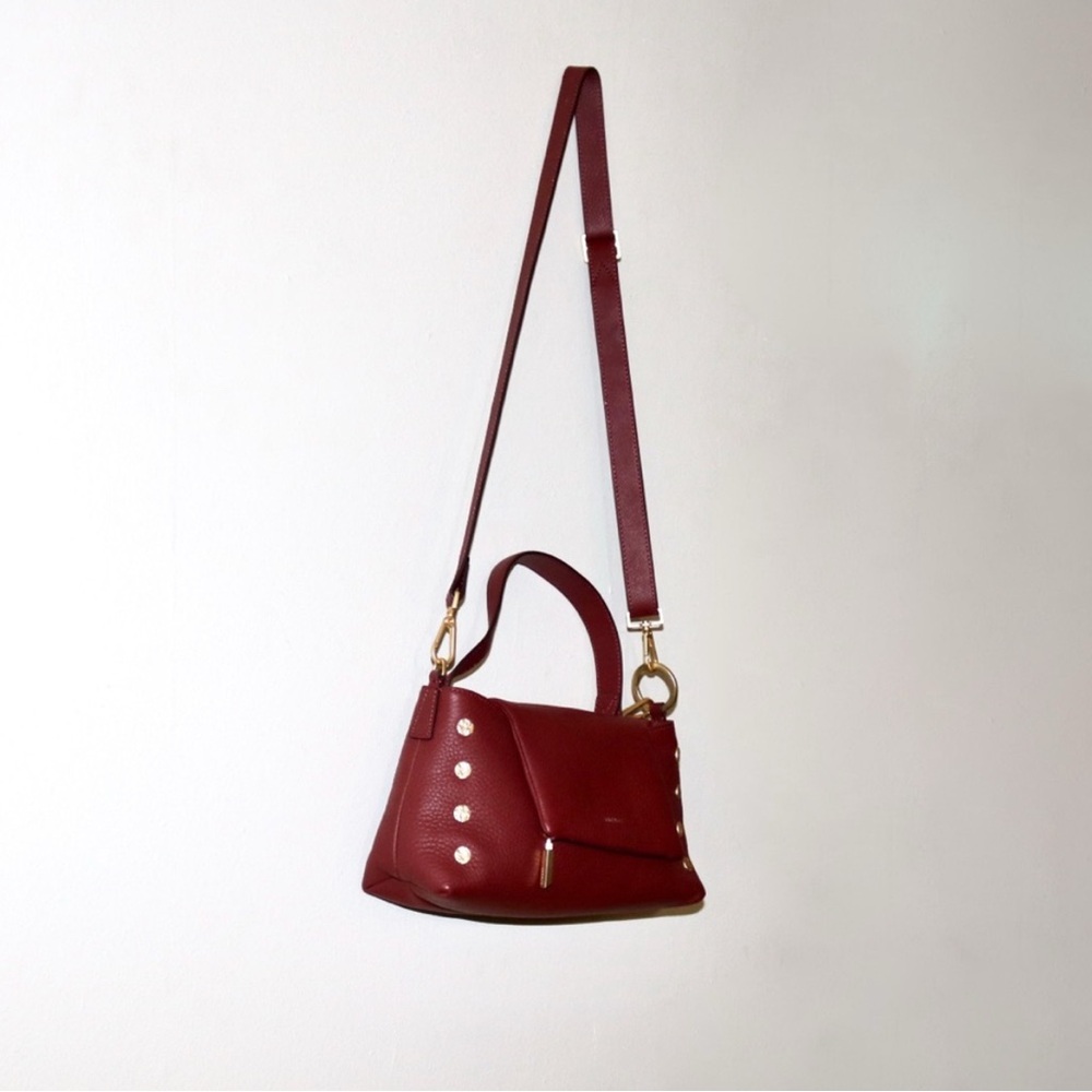 Hammitt Brushed Gold Pebble Leather VIP Satchel in Pomodoro Red - Picture 5 of 15